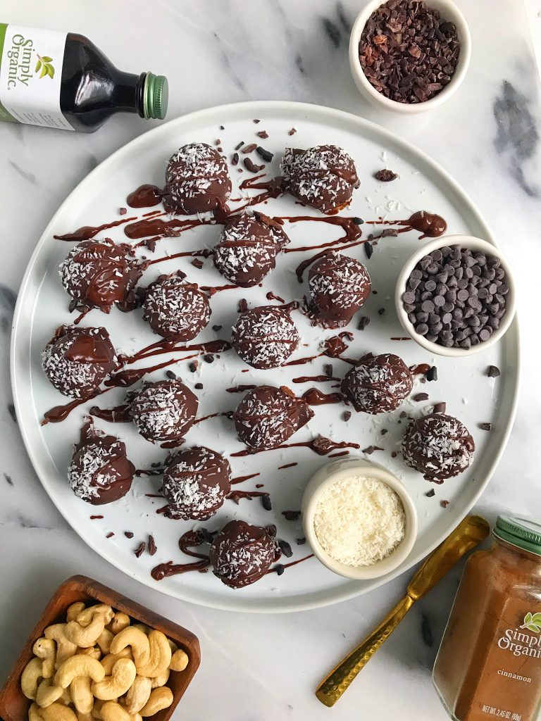 Paleo Coconut Brownie Batter Truffles made with simple ingredients for an easy chocolatey dessert!