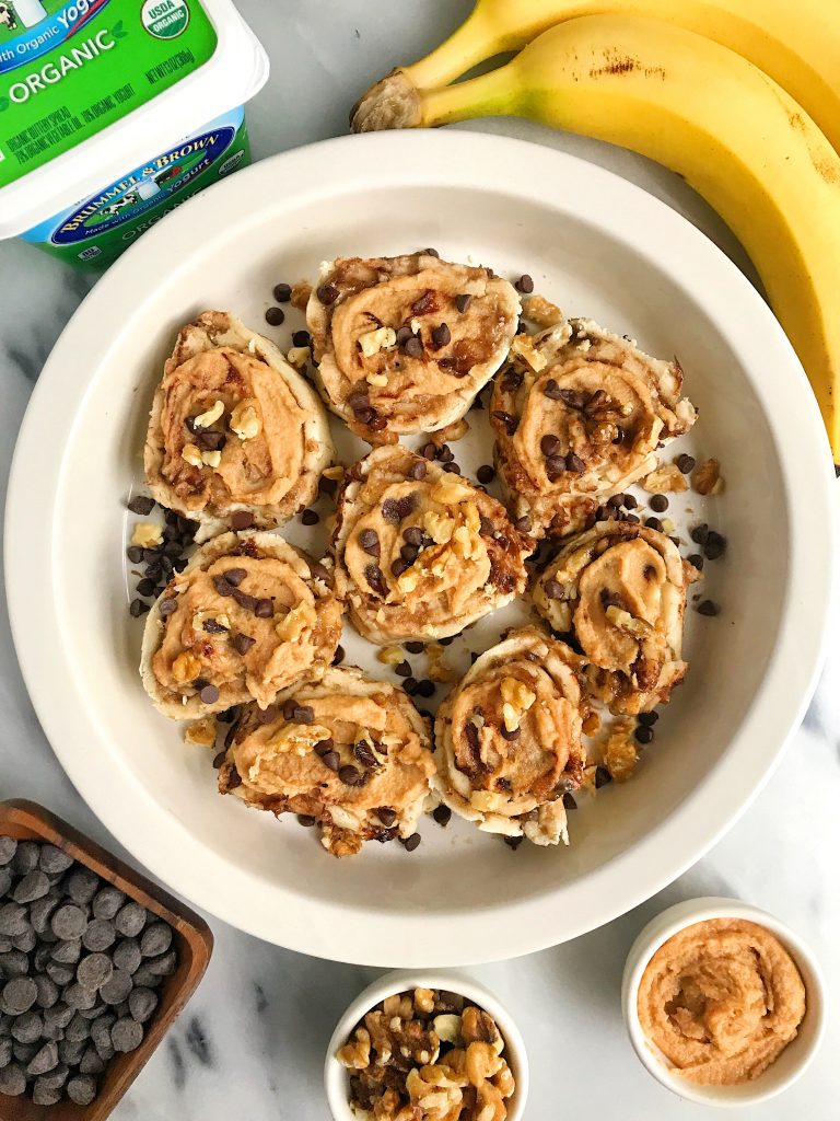 30-minute Healthy Banana Bread Cinnamon Rolls that are gluten-free and easy to make!