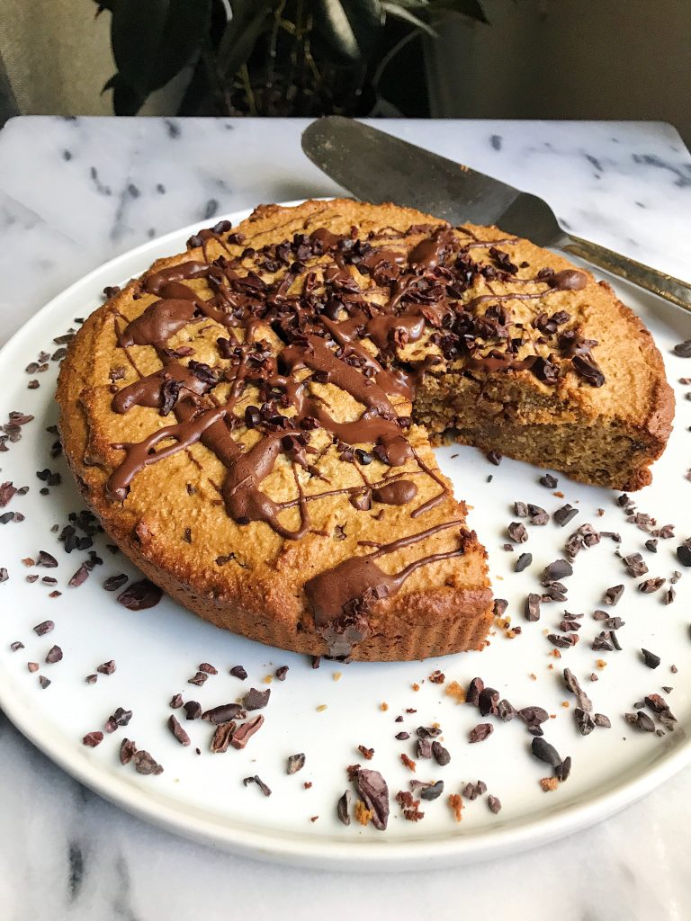 Doughy Paleo Chocolate Chip Cookie Cake 