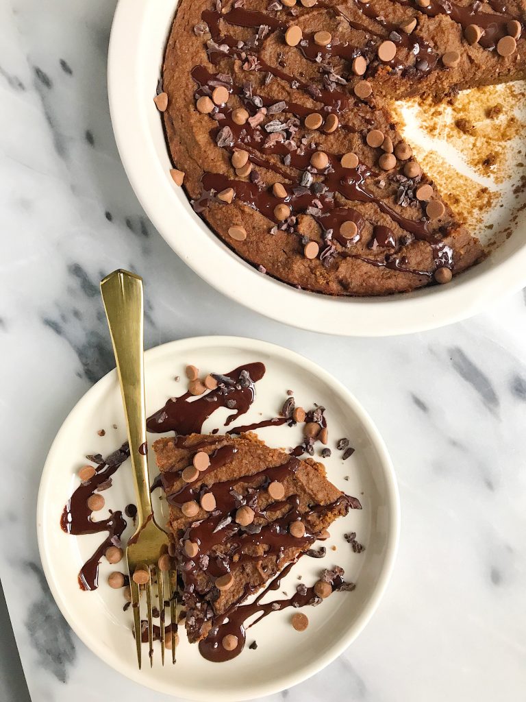 Paleo Chocolate Chip Pumpkin Brownie Pie for an easy and delicious chocolatey fall dessert!