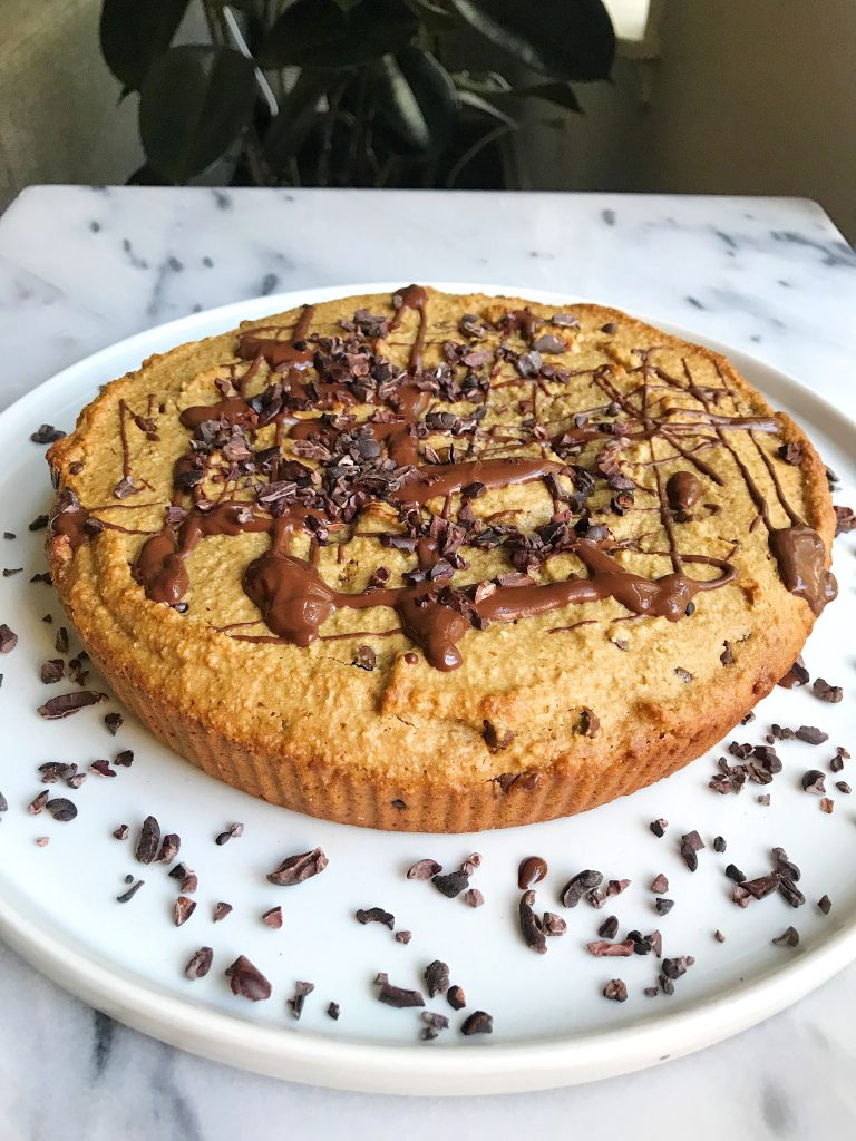 Doughy Paleo Chocolate Chip Cookie Cake 