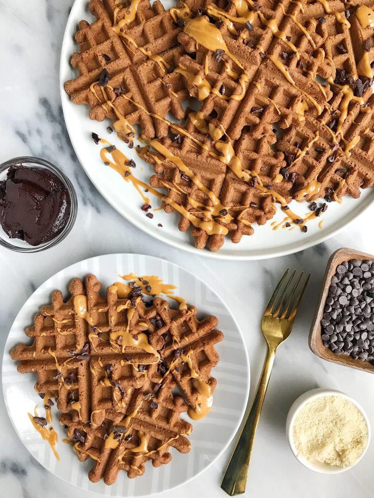 Easy Paleo Cacao Almond Flour Waffles for a delicious chocolate-y breakfast!