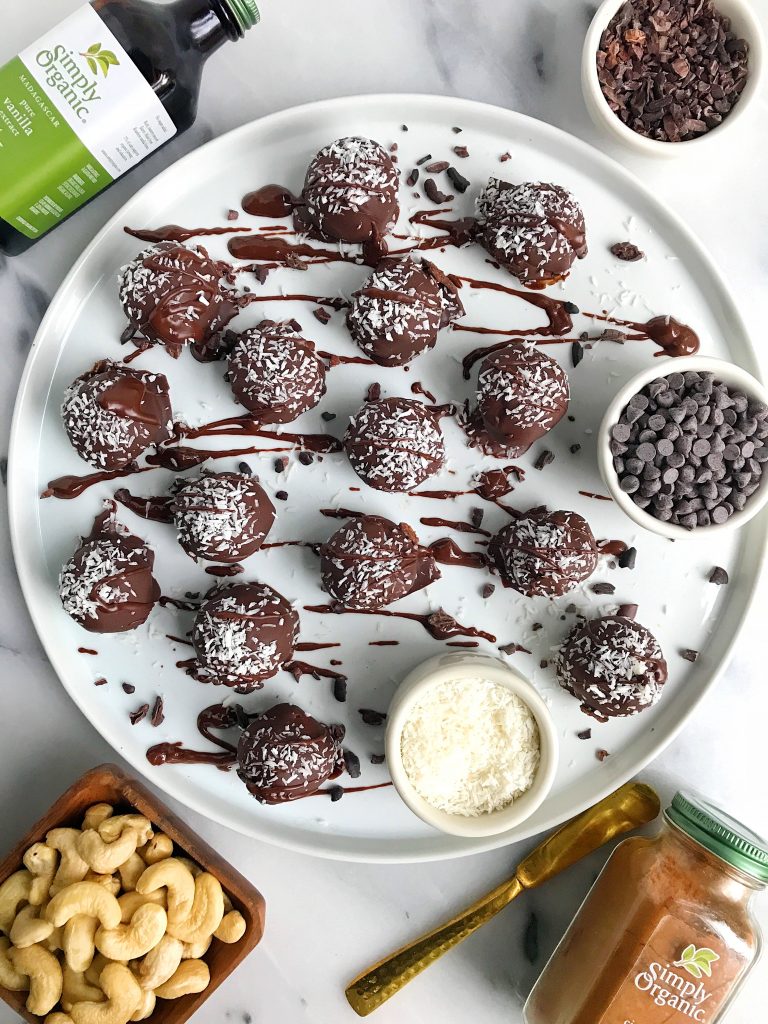 Paleo Coconut Brownie Batter Truffles made with simple ingredients for an easy chocolatey dessert!