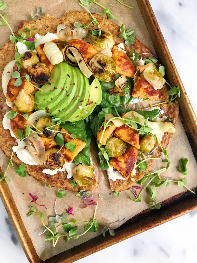 Simple Vegan Breakfast Pizza made with just a few delicious savory ingredients! 
