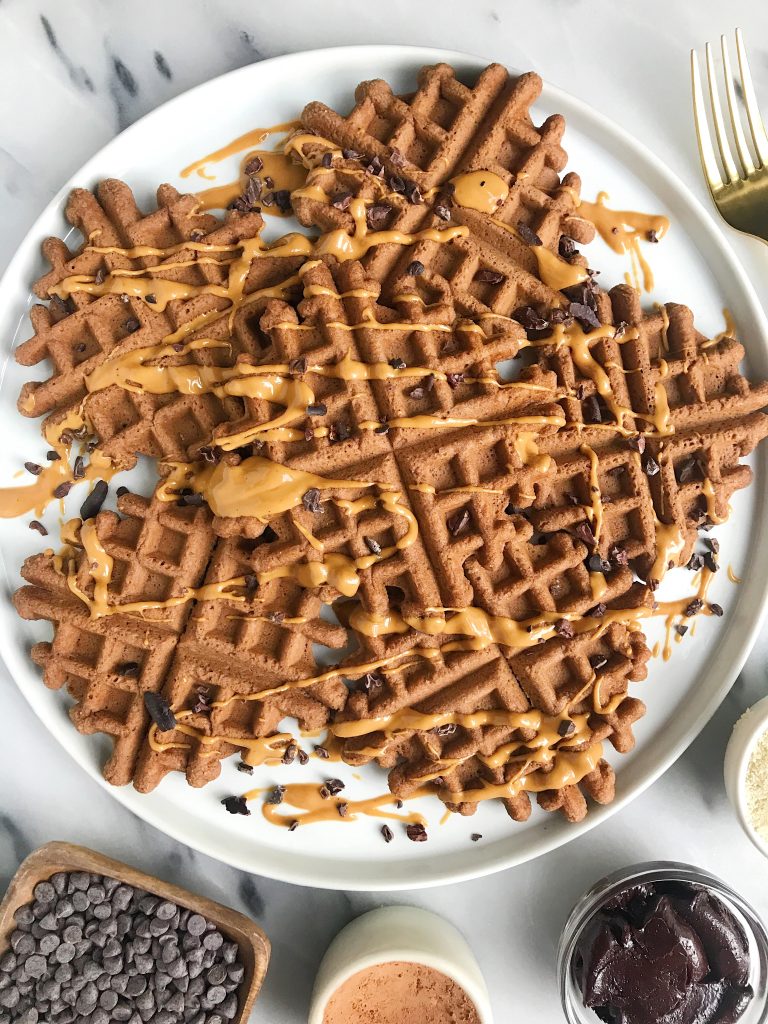 Easy Paleo Cacao Almond Flour Waffles for a delicious chocolate-y breakfast!