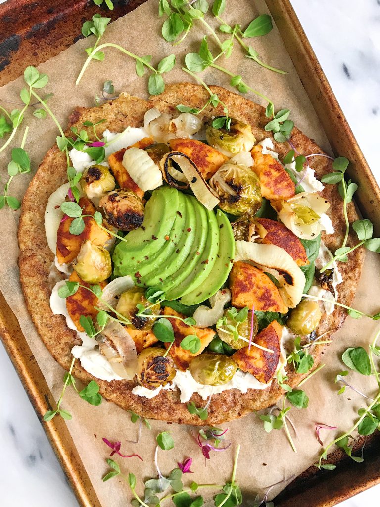 Simple Vegan Breakfast Pizza made with just a few delicious savory ingredients! 