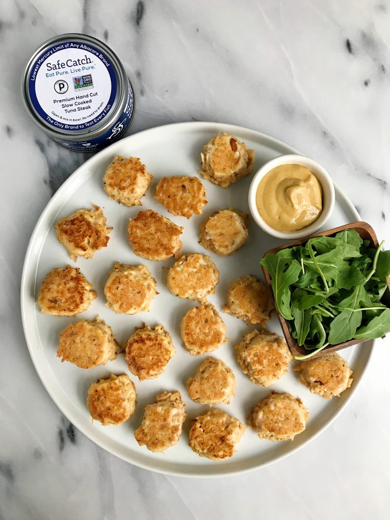 4-ingredient Mini Tuna Cakes that are Whole30, gluten-free and healthy ingredients! 