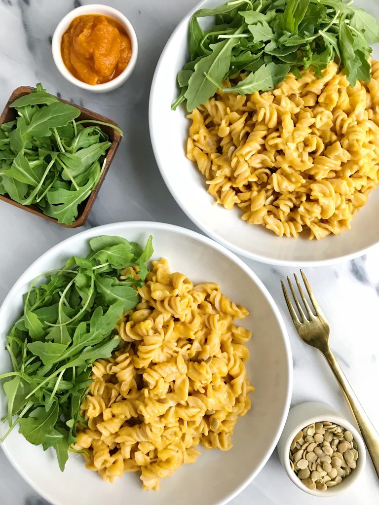 5-ingredient Creamy Squash Pasta made with vegan and gluten-free ingredients for an easy and quick meal! 