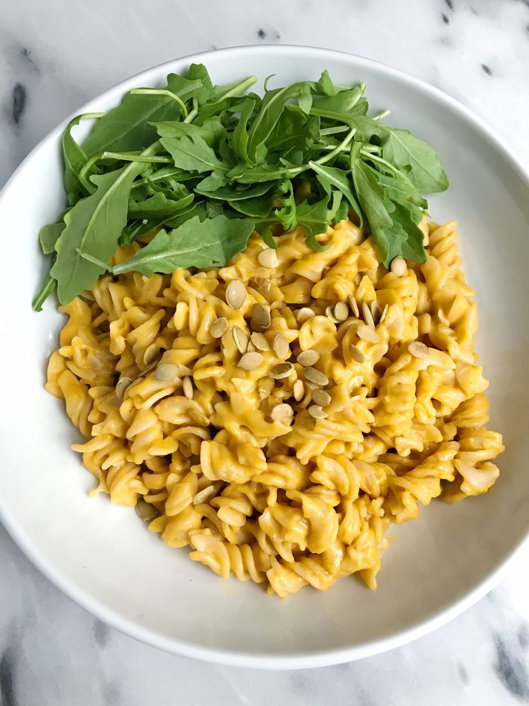 5-ingredient Creamy Squash Pasta made with vegan and gluten-free ingredients for an easy and quick meal! 