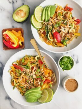 Whole30 Almond Butter Thai Noodles made with bone broth plus bone broth 101!