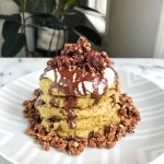 Healthy Chocolate Chip Avocado Pancakes that are vegan, gluten-free and a great low sugar stack!
