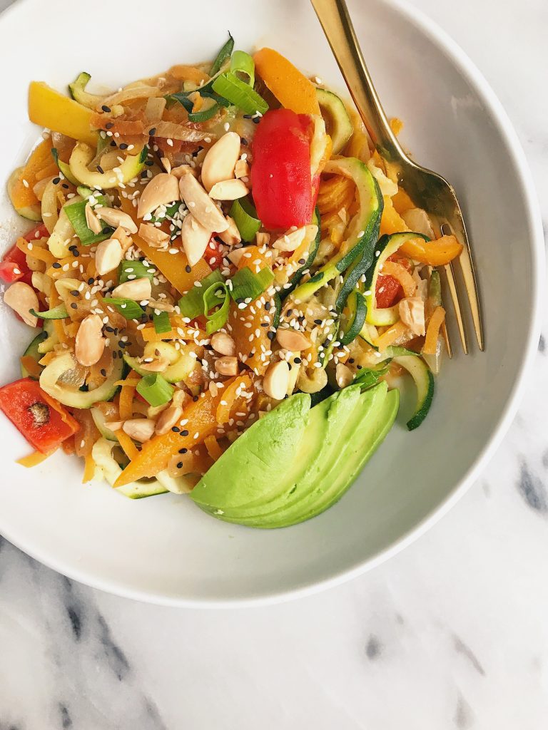 Whole30 Almond Butter Thai Noodles made with bone broth plus bone broth 101!