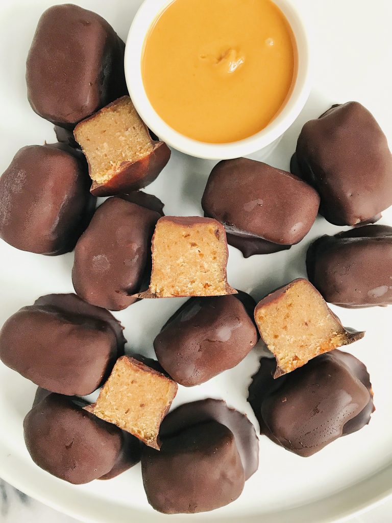 Dark Chocolate Vegan Peanut Butter Truffle Bars (gluten-free)