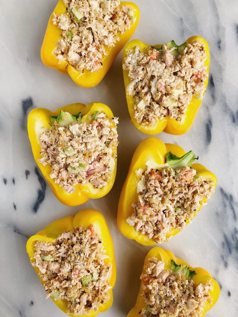 Quinoa Tuna Salad Stuffed Peppers made a few healthy gluten-free ingredient!