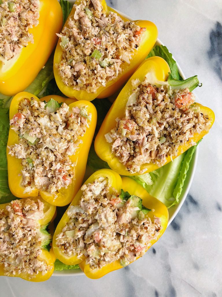 Quinoa Tuna Salad Stuffed Peppers made a few healthy gluten-free ingredient!