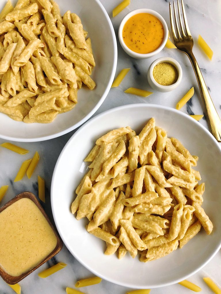 Vegetarian Buffalo Mac & Cheese made with gluten-free ingredients for a spicy twist on a classic recipe!