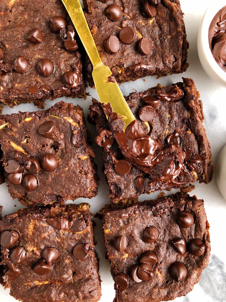 One-Bowl Chocolate Zucchini Bread Brownies for an easy egg-free and gluten-free dessert!