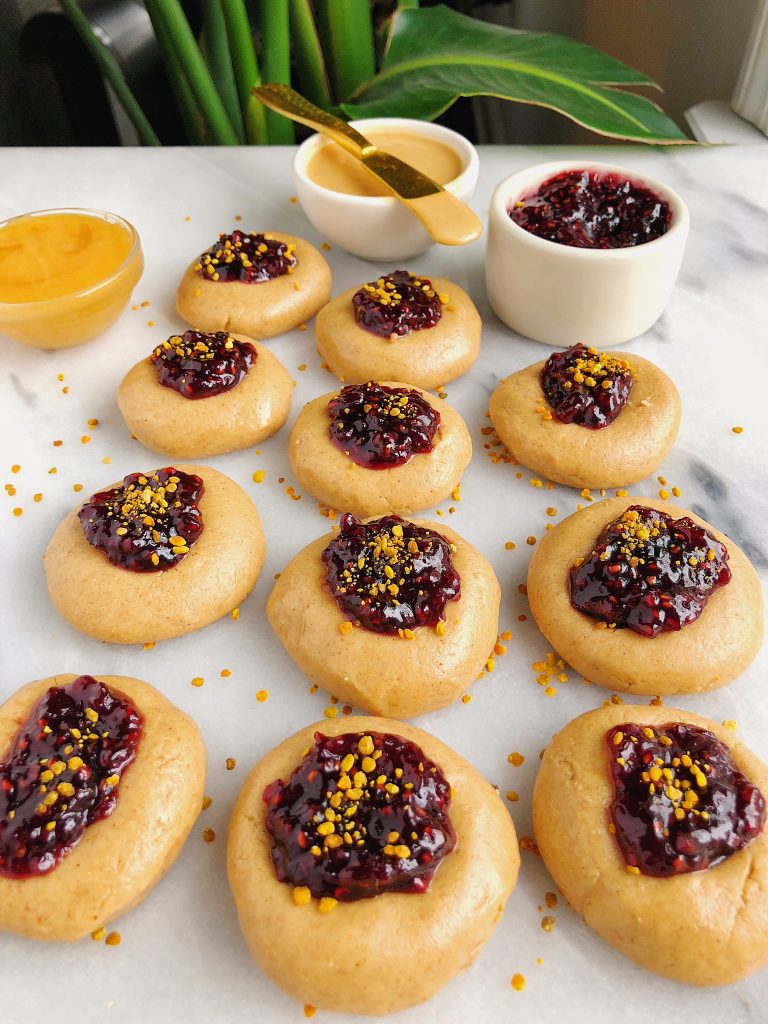 No-Bake Nut Butter & Jelly Thumbprint Cookies made with six ingredients for an easy gluten-free cookie!