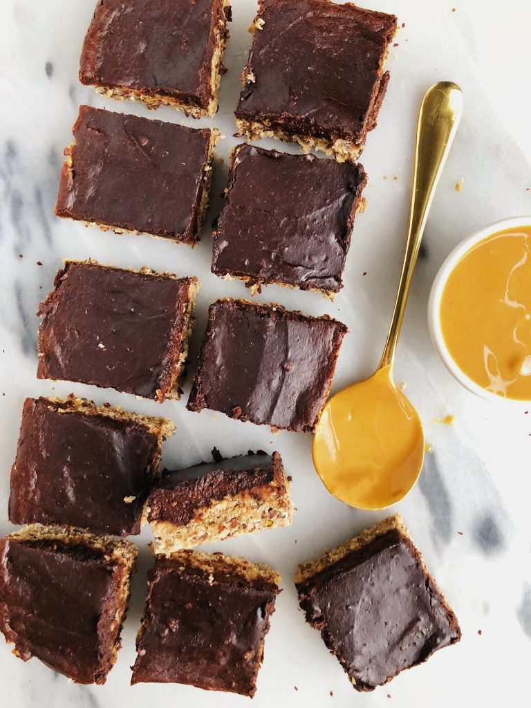 Chocolate Banana Collagen Snack Bars made with gluten-free ingredients for a healthy collagen-filled snack!