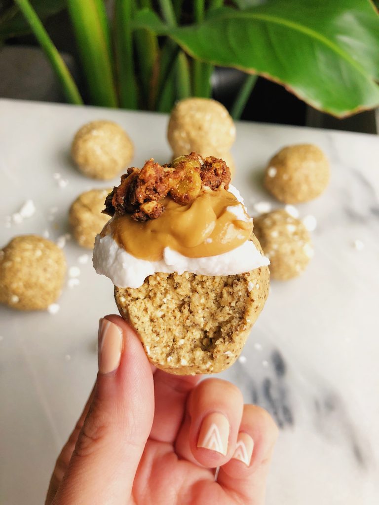 Fatty Coconut Snack Bites made with no added sugar and popcorn for an extra crunch factor!