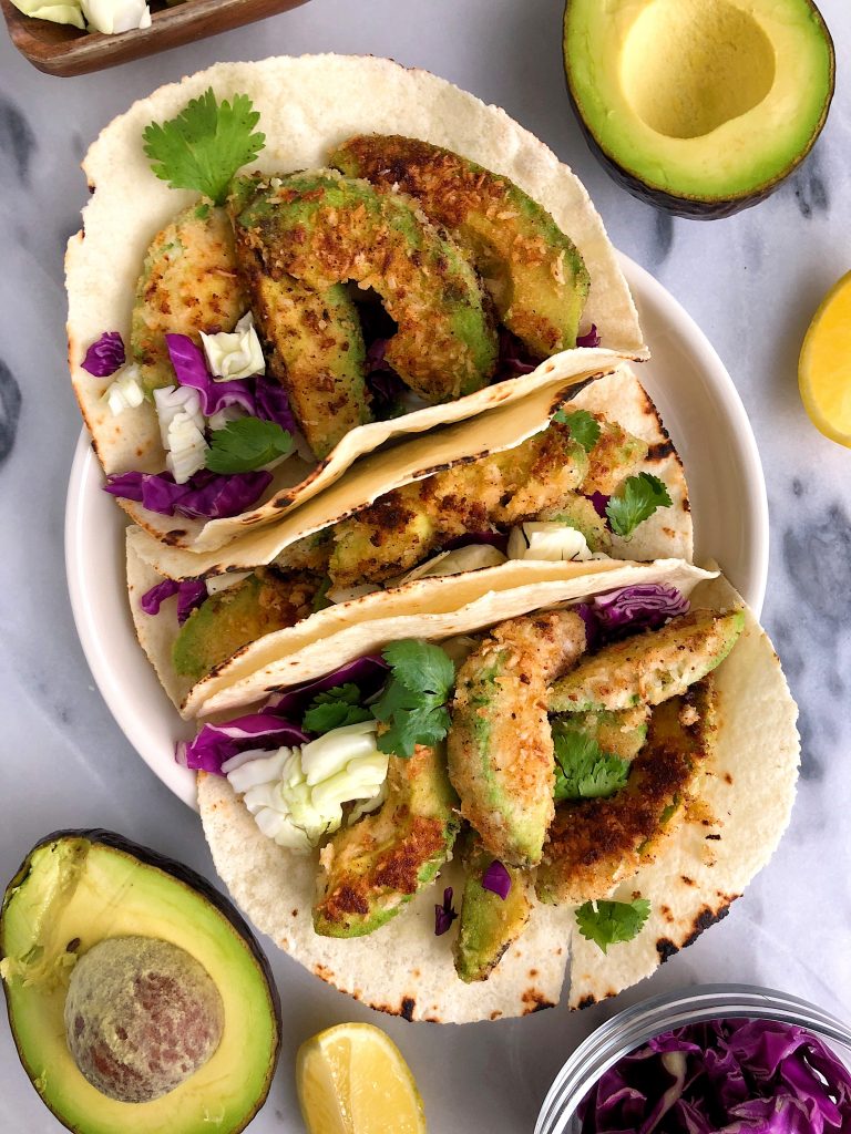 Crispy Baked Avocado Tacos for an easy vegan and gluten-free taco recipe!