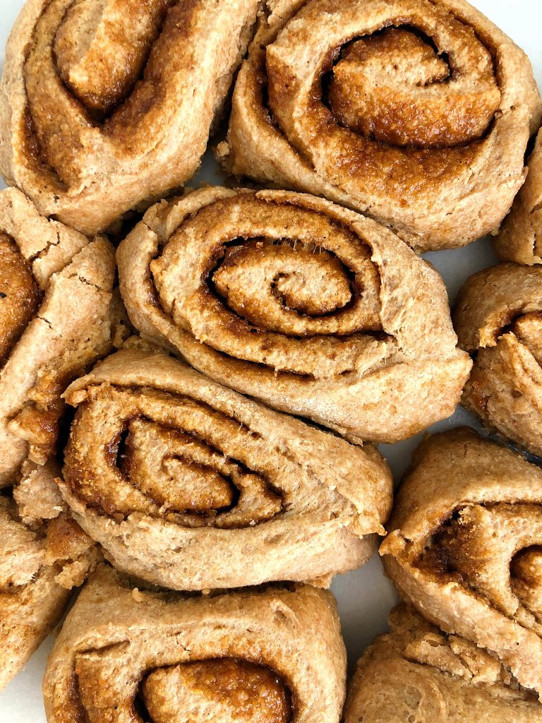 Healthy Vegan Cinnamon Rolls made with no yeast and they're ready in under 30 minutes!