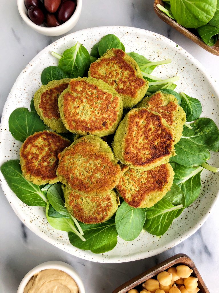 10-minute Crispy Green Falafels made with chickpeas, greens and other healthy and delicious vegan and gluten-free ingredients!