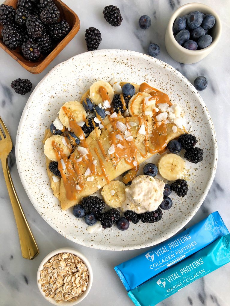Easy Collagen Breakfast Crepes made with gluten-free and dairy-free ingredients for a simple and healthy breakfast crepe!