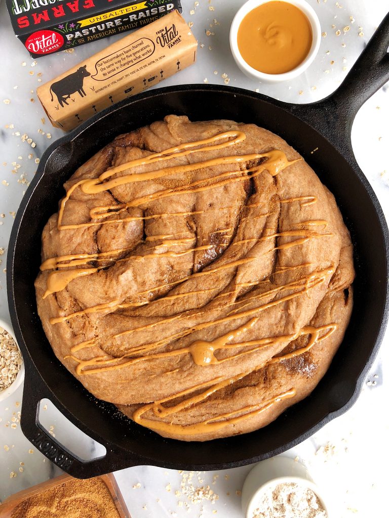 Giant Gluten-free Cinnamon Roll made with simple, delicious and healthier ingredients. An epic brunch or breakfast recipe that tastes cinnamon rolls to the next level.