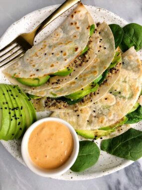 Crispy Pan Fried Quinoa Avocado Tacos made with gluten-free and dairy-free ingredients plus they are cooked with organic bone broth for extra nutrition and flavor!