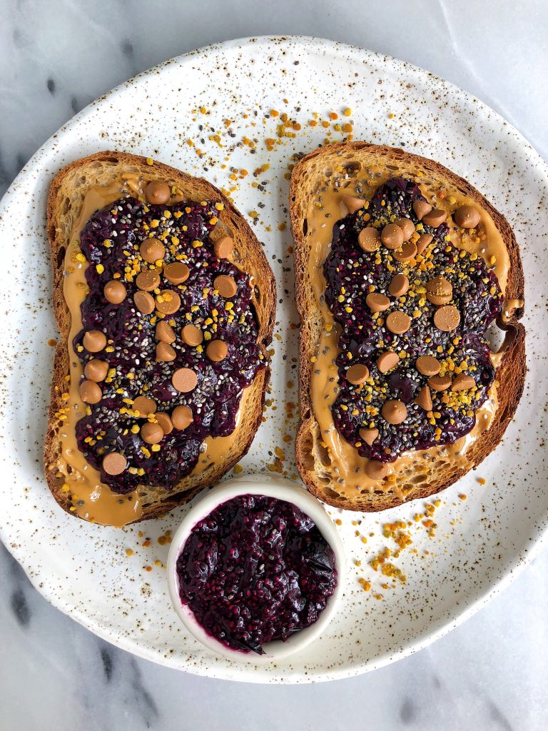 4-ingredient Blueberry Collagen Jam made with no added sugar for an easy and healthy homemade jam!