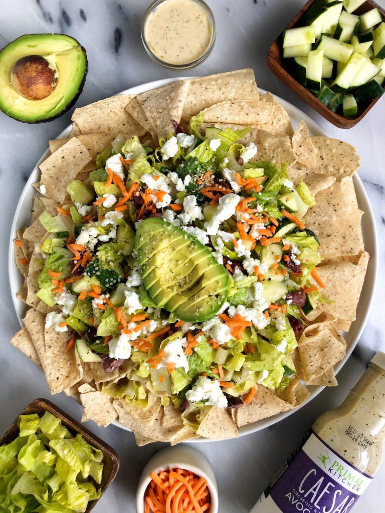 Zesty Chopped Salad "Nachos" made with gluten-free and dairy-free ingredients for an easy and healthy twist on nachos!