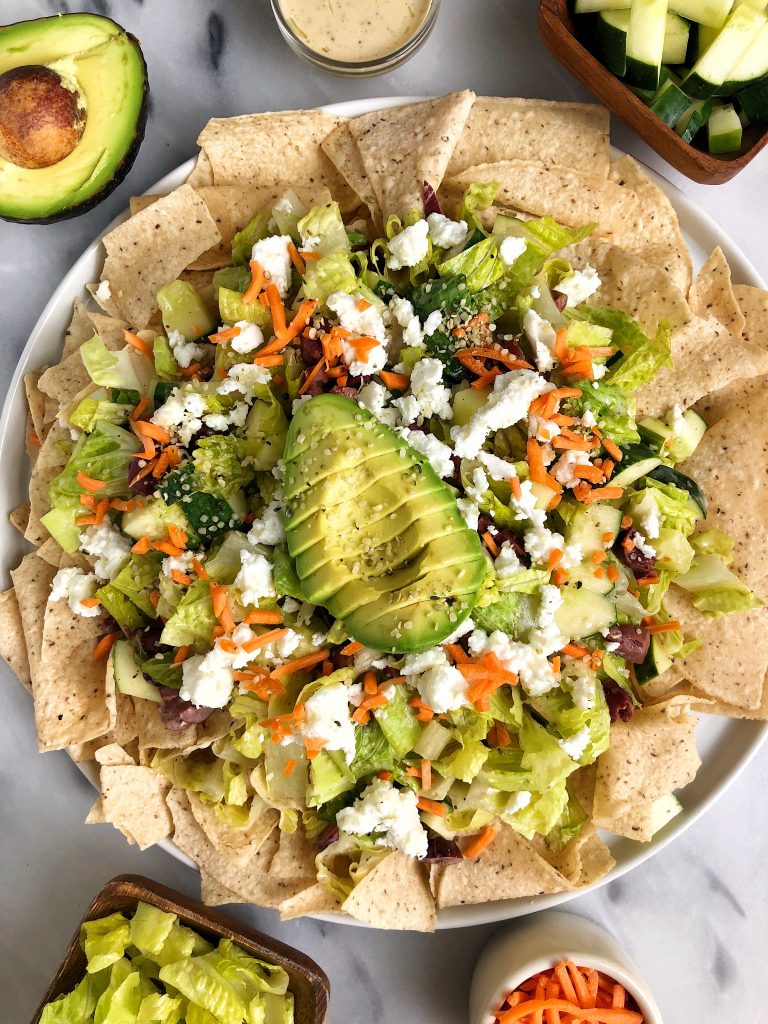 Zesty Chopped Salad "Nachos" made with gluten-free and dairy-free ingredients for an easy and healthy twist on nachos!