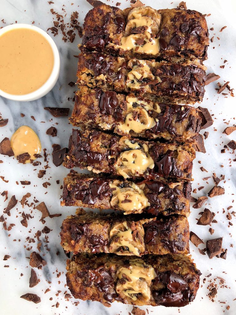 Paleo Chocolate Chunk Tahini Banana Bread made with all dairy-free, gluten-free ingredients with no refined sugars!