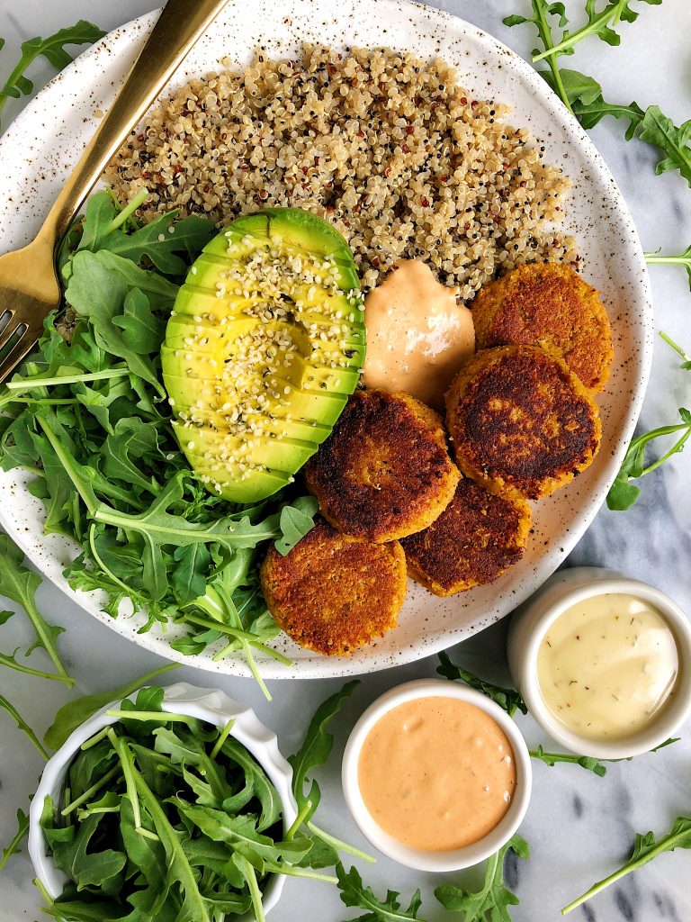 Chickpea-less Sweet Potato Falafels made with grain-free ingredients for an easy and delicious vegan-friendly recipe!