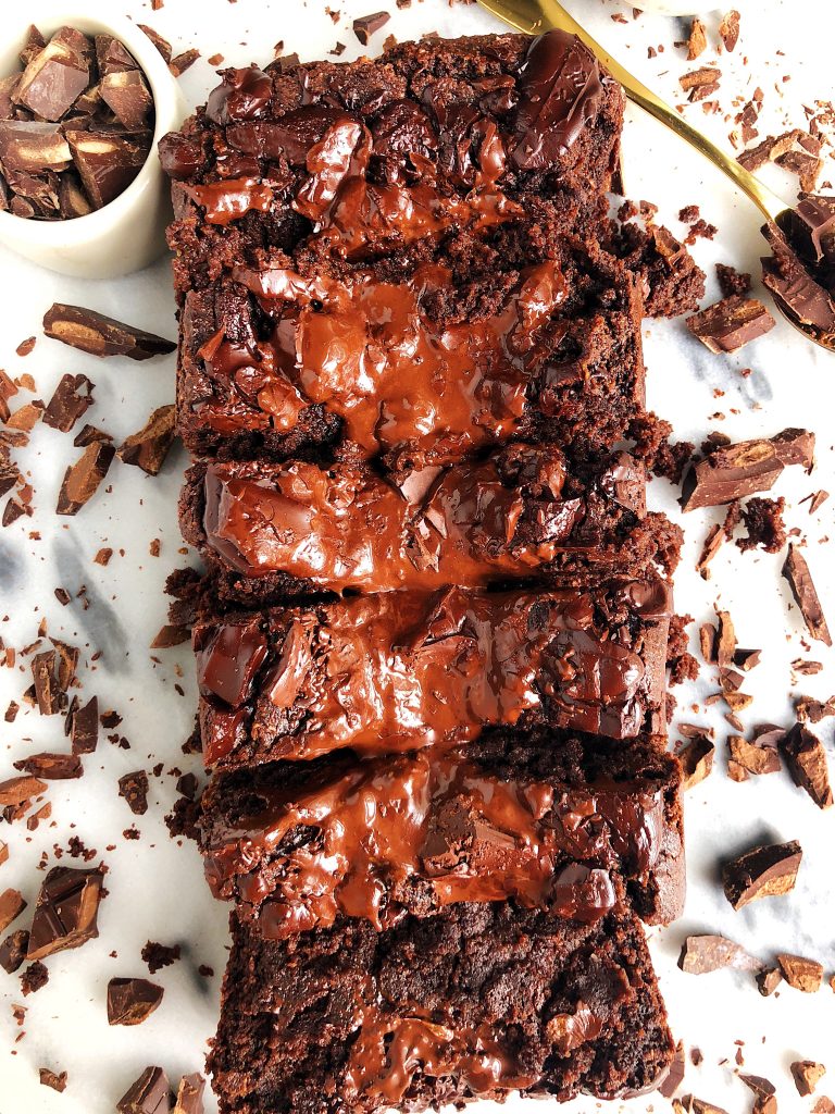 Paleo Dark Chocolate Brownie Bread made with almond flour and all vegan and gluten-free ingredients!