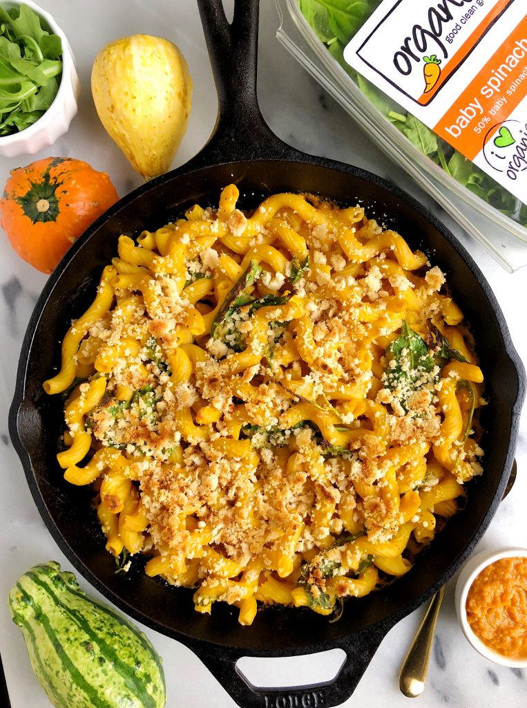 Healthy Baked Vegan Mac & Cheese made with all gluten-free, nut-free and plant-based ingredients for a healthier macaroni recipe!
