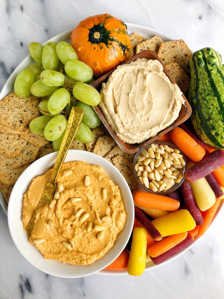 5-ingredient Butternut Squash Hummus made with all gluten-free, dairy-free ingredients for an easy homemade hummus with no chickpeas!