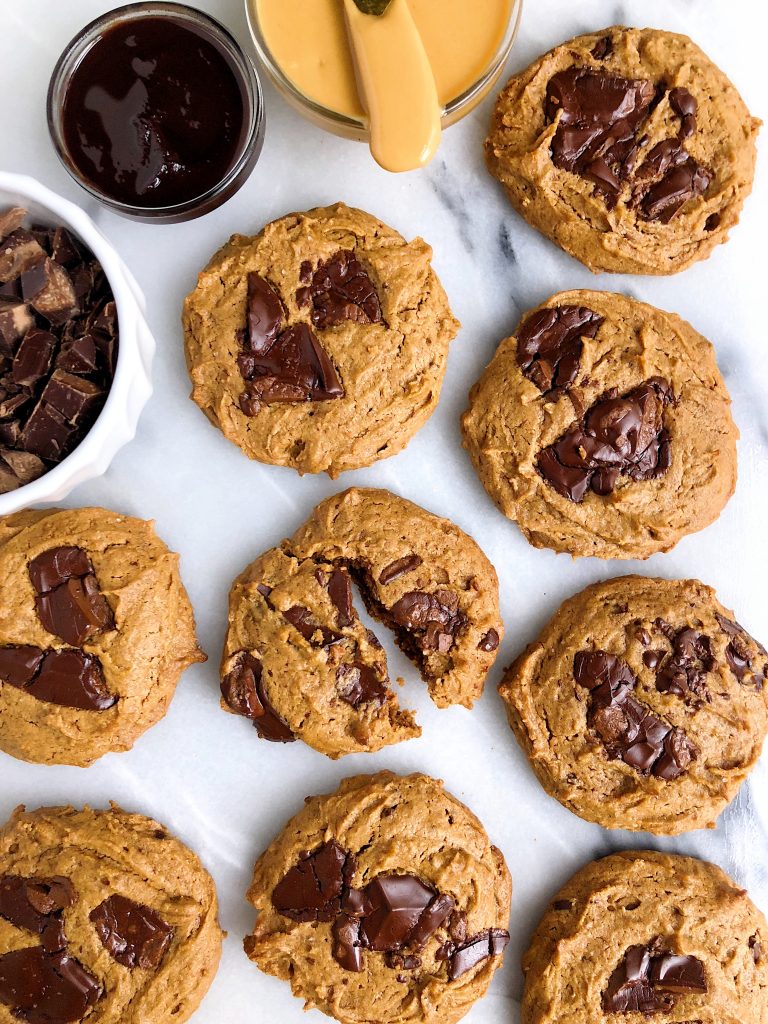 The Best Vegan Chocolate Chunk Sea Salt Peanut Butter Cookies made with gluten-free, grain-free and plant-based ingredients for a simple and easy homemade cookie recipe ready in under 15 minutes!