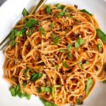 6-ingredient Creamy Tomato Basil Pasta made with all gluten-free, dairy-free ingredients for an easy and healthy pasta recipe!