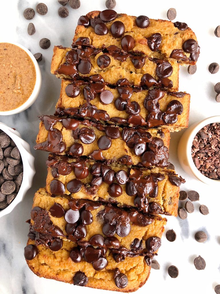 Dark Chocolate Chip Muffin Bread made with vegan and gluten-free ingredients for an easy and healthy breakfast bread that tastes like chocolate chip muffins!