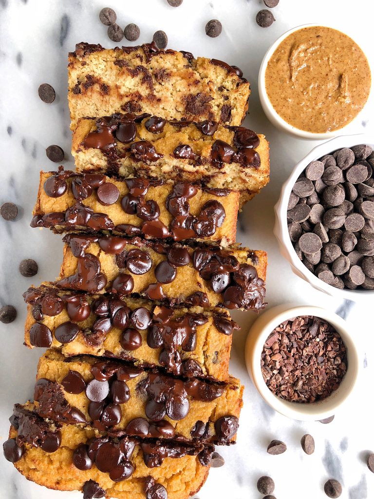 Dark Chocolate Chip Muffin Bread made with vegan and gluten-free ingredients for an easy and healthy breakfast bread that tastes like chocolate chip muffins!