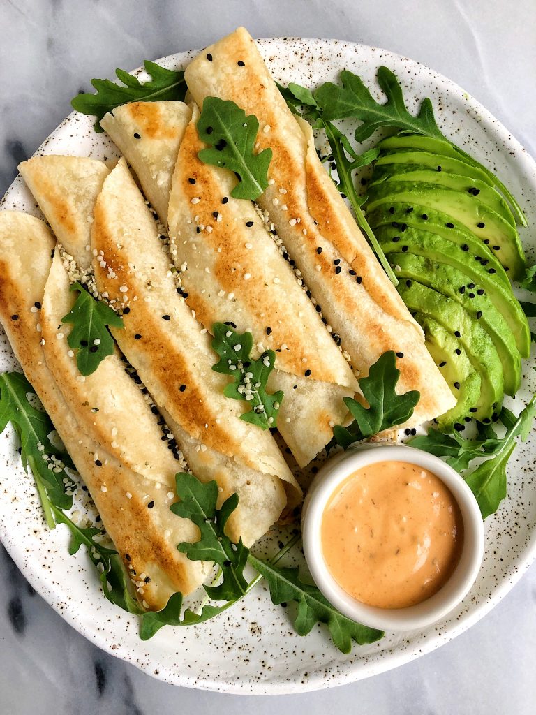 10-minute Spicy Salmon Taquitos made with all gluten-free and grain-free ingredients for a quick, easy and healthy lunch or dinner idea!