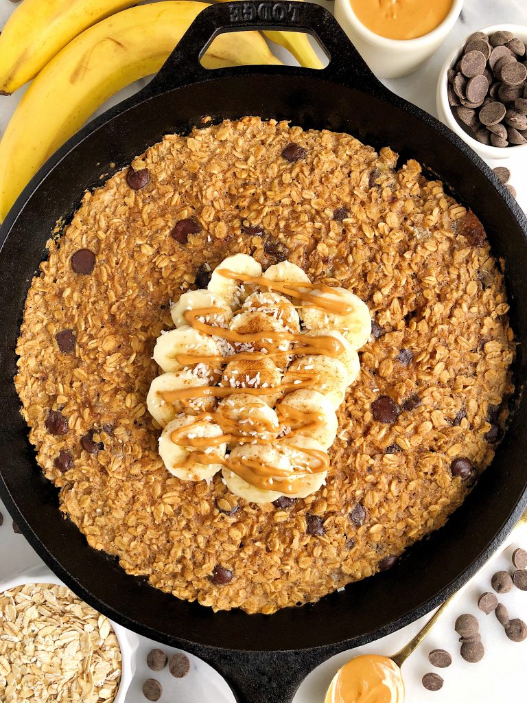 Dark Chocolate Banana Bread Baked Oatmeal made with gluten-free, dairy-free ingredients for an easy and delicious homemade oatmeal bake! Plus there's a boost of collagen peptides for added nutrients and protein.