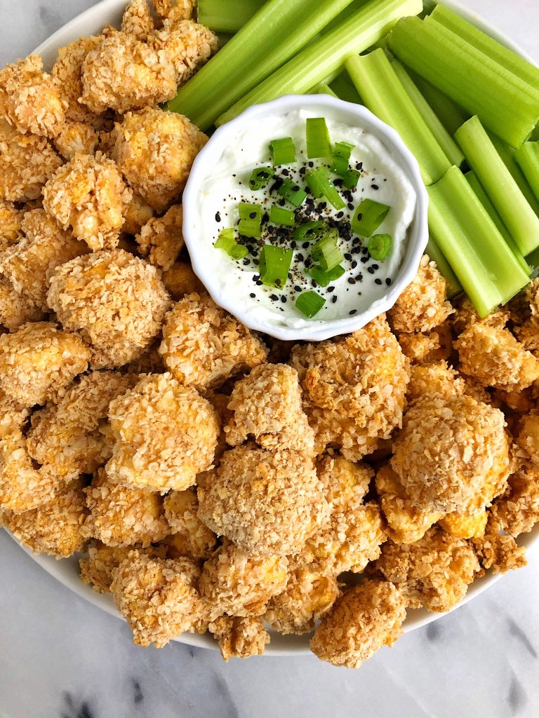 Crispy Spicy Cauliflower Bites made with grain-free, gluten-free and dairy-free ingredients for an easy and tasty Whole30-friendly veggie recipe!