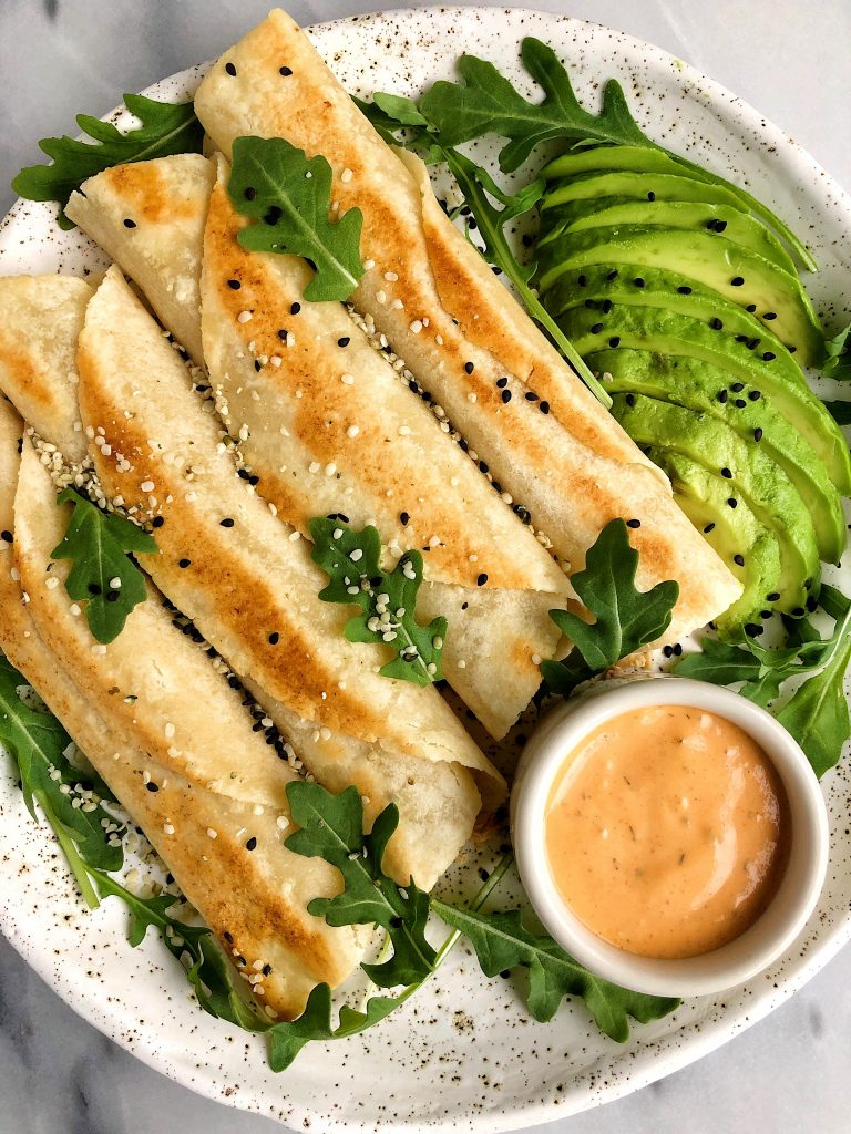 10-minute Spicy Salmon Taquitos made with all gluten-free and grain-free ingredients for a quick, easy and healthy lunch or dinner idea!