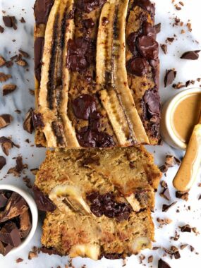 One-Bowl Paleo Vegan Chocolate Chip Banana Bread made with all gluten-free, dairy-free and refined sugar-free ingredients for an easy healthy banana bread recipe.