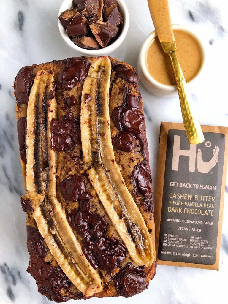 One-Bowl Paleo Vegan Chocolate Chip Banana Bread made with all gluten-free, dairy-free and refined sugar-free ingredients for an easy healthy banana bread recipe.