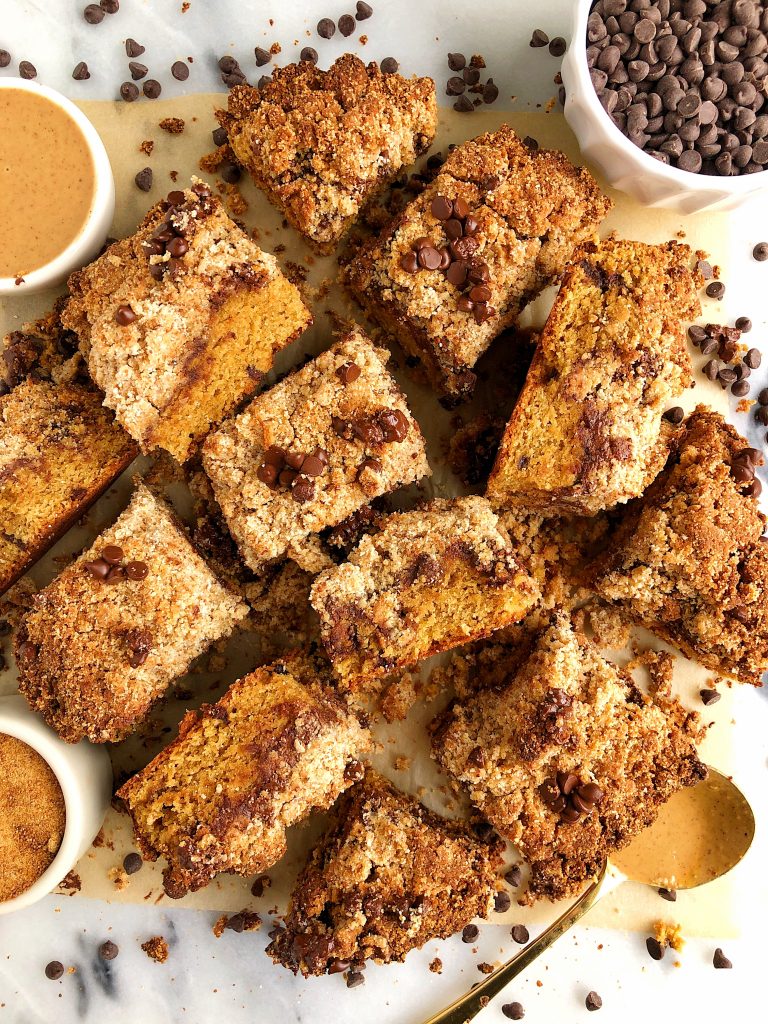 Life Changing Healthy Chocolate Chip Crumb Cake made with grain-free, dairy-free and gluten-free ingredients for an epic healthier crumb cake recipe!