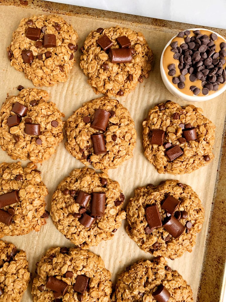 Crispy Oatmeal Chocolate Chip Lactation Cookies made with all vegan and gluten-free ingredients for a healthy cookie recipe to help boost milk supply!